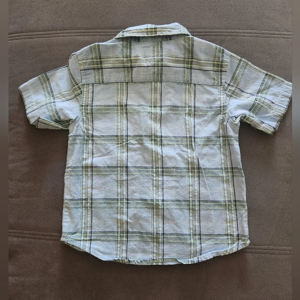 Carter’s Plaid Collared Short Sleeve Button Down Shirt - BLUE - 2T